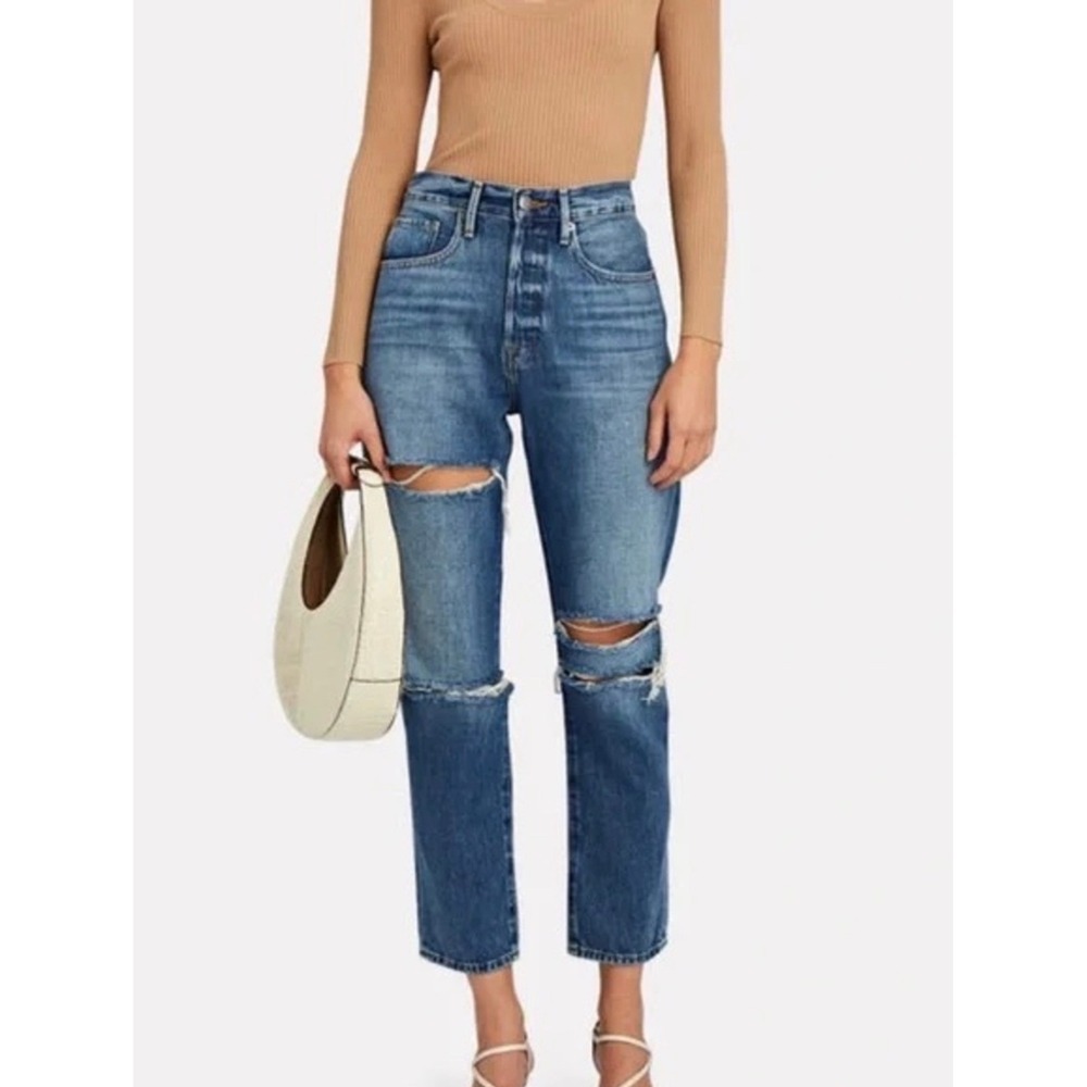 Frame Denim Original Straight Leg Jeans Whitmore Slash Distressed 28 High Rise